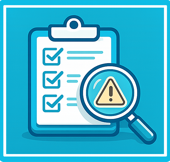 Hiring risk checklist with magnifying glass